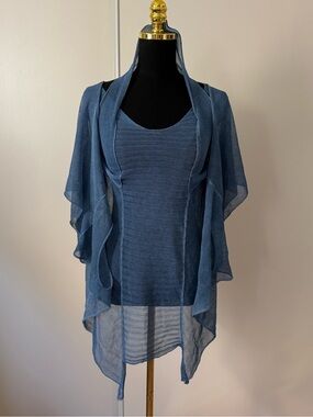 DEMOBEZA Blue Draped Dress Tunic